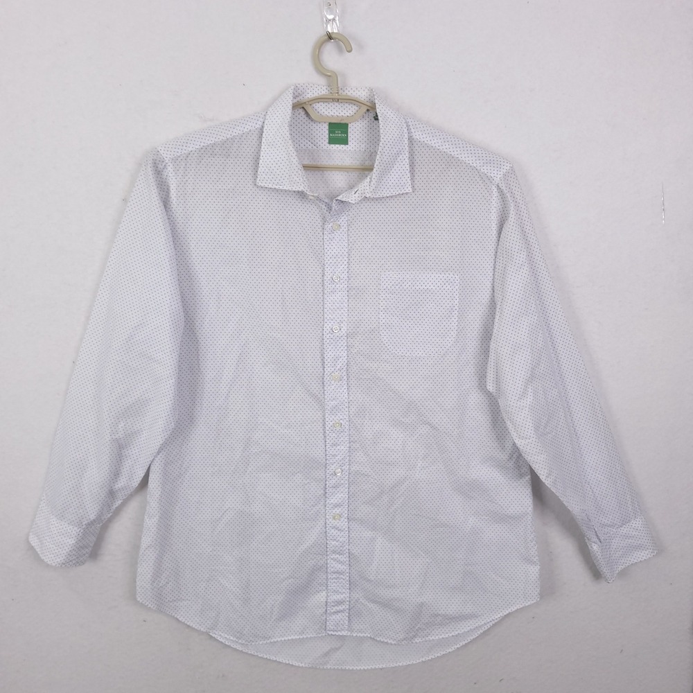 Sid Mashburn Button Down Shirt Mens XXL White Blue Geometric Print Long Sleeve
